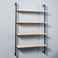 Contemporary Wall Unit Bookcase Metal Frame Pine Wood Shelf Bookshelf 39.4"L x 9.8"W x 55.1"H Black-Wood Clearhalo 'Bookcases' 'furn' 'furn_bookcases' 'Furniture' 'furniture_bookcases' 'Office Furniture' 4901819
