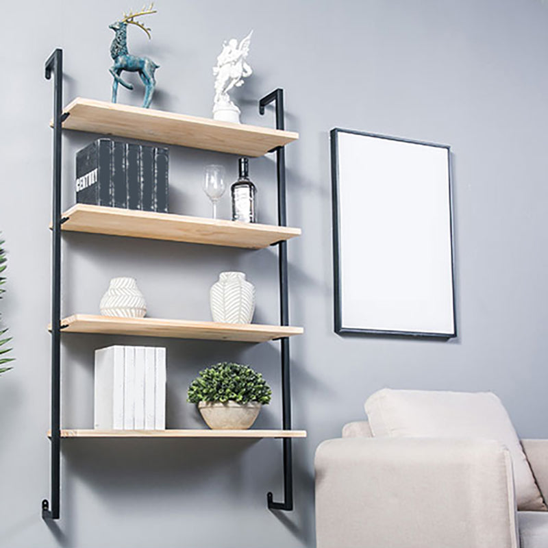 Contemporary Wall Unit Bookcase Metal Frame Pine Wood Shelf Bookshelf Clearhalo 'Bookcases' 'furn' 'furn_bookcases' 'Furniture' 'furniture_bookcases' 'Office Furniture' 4901832