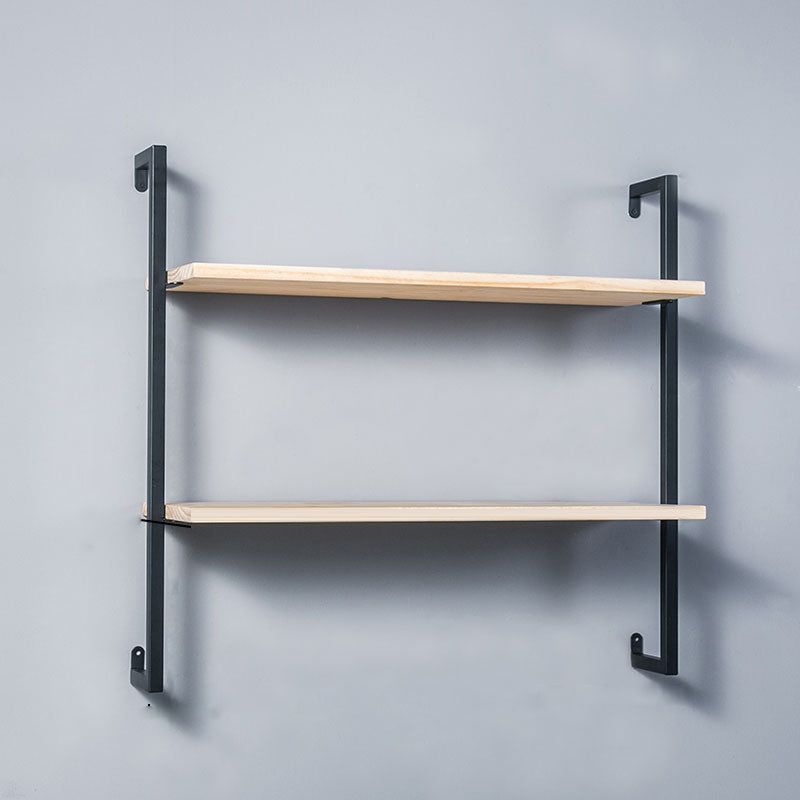 Contemporary Wall Unit Bookcase Metal Frame Pine Wood Shelf Bookshelf 39.4"L x 9.8"W x 29.9"H Black-Wood Clearhalo 'Bookcases' 'furn' 'furn_bookcases' 'Furniture' 'furniture_bookcases' 'Office Furniture' 4901835