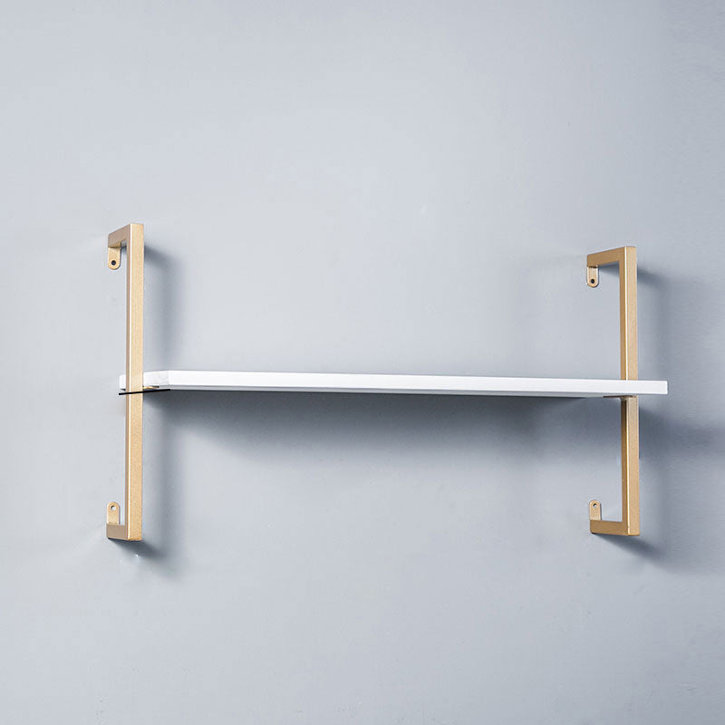 Contemporary Wall Unit Bookcase Metal Frame Pine Wood Shelf Bookshelf 39.4"L x 9.8"W x 17.3"H White-Gold Clearhalo 'Bookcases' 'furn' 'furn_bookcases' 'Furniture' 'furniture_bookcases' 'Office Furniture' 4901836