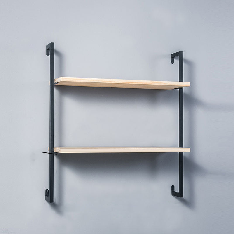 Contemporary Wall Unit Bookcase Metal Frame Pine Wood Shelf Bookshelf 23.6"L x 9.8"W x 29.9"H Black-Wood Clearhalo 'Bookcases' 'furn' 'furn_bookcases' 'Furniture' 'furniture_bookcases' 'Office Furniture' 4901837