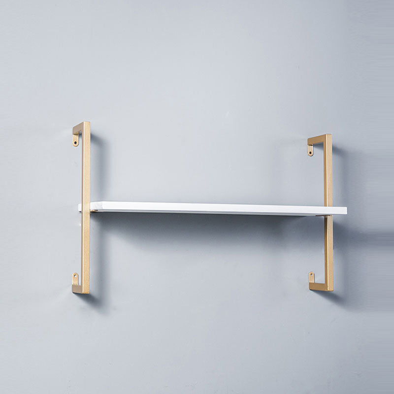 Contemporary Wall Unit Bookcase Metal Frame Pine Wood Shelf Bookshelf 23.6"L x 9.8"W x 17.3"H White-Gold Clearhalo 'Bookcases' 'furn' 'furn_bookcases' 'Furniture' 'furniture_bookcases' 'Office Furniture' 4901838