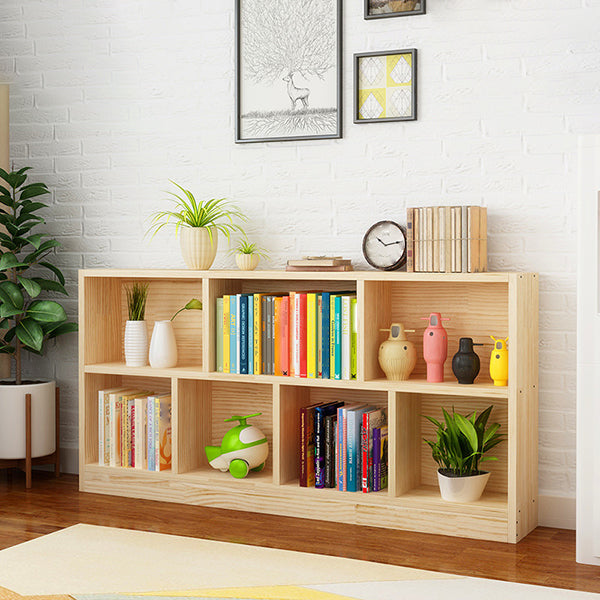 Natural Pine Wood Standard Bookshelf Modern Closed Back Bookcase for Classroom Clearhalo 'Bookcases' 'furn' 'furn_bookcases' 'Furniture' 'furniture_bookcases' 'Office Furniture' 4901861