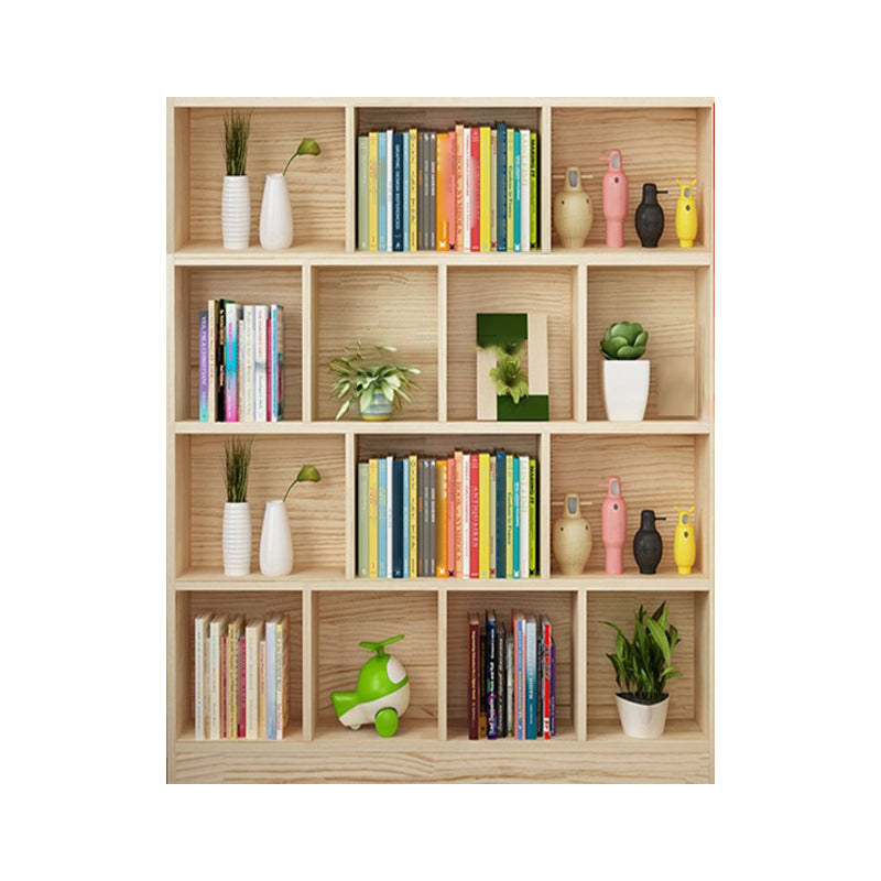 Natural Pine Wood Standard Bookshelf Modern Closed Back Bookcase for Classroom 39.4"L x 9.4"W x 59.1"H Clearhalo 'Bookcases' 'furn' 'furn_bookcases' 'Furniture' 'furniture_bookcases' 'Office Furniture' 4901873