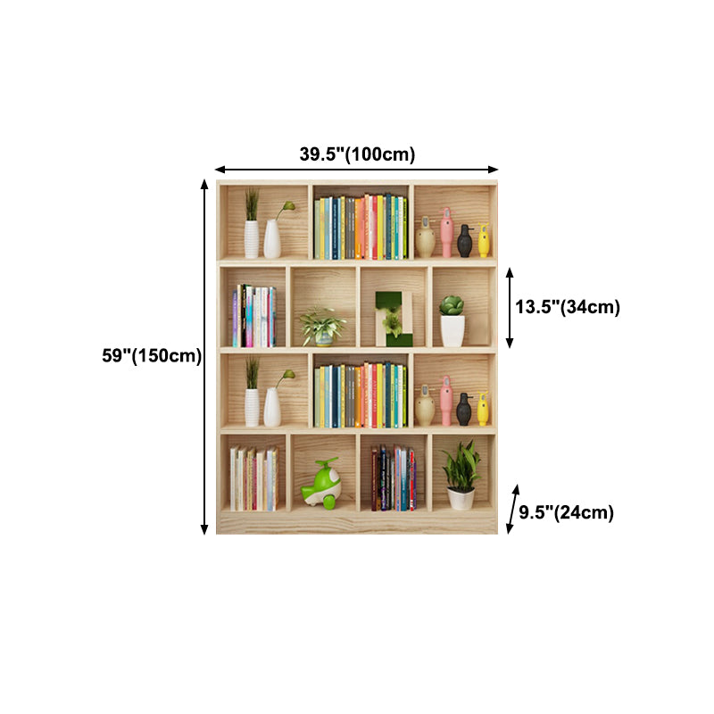 Natural Pine Wood Standard Bookshelf Modern Closed Back Bookcase for Classroom Clearhalo 'Bookcases' 'furn' 'furn_bookcases' 'Furniture' 'furniture_bookcases' 'Office Furniture' 4901876