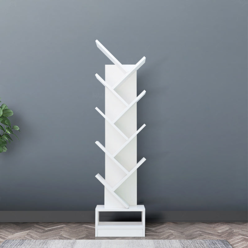 Manufactured Wood Corner Bookshelf Modern Closed Back Vertical Bookcase 14.6"L x 8.3"W x 58.1"H White Clearhalo 'Bookcases' 'furn' 'furn_bookcases' 'Furniture' 'furniture_bookcases' 'Office Furniture' 4901892