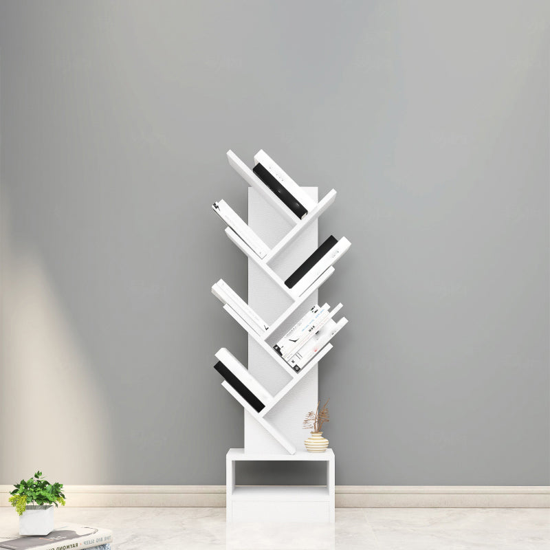 Manufactured Wood Corner Bookshelf Modern Closed Back Vertical Bookcase 14.6"L x 8.3"W x 48.1"H Gloss White Clearhalo 'Bookcases' 'furn' 'furn_bookcases' 'Furniture' 'furniture_bookcases' 'Office Furniture' 4901895