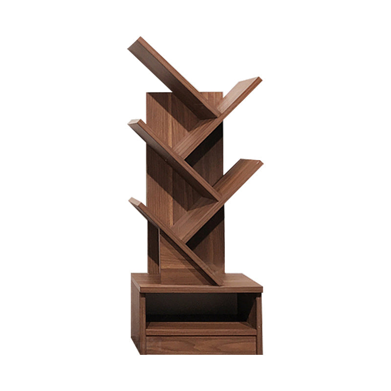 Manufactured Wood Corner Bookshelf Modern Closed Back Vertical Bookcase 14.6"L x 8.3"W x 38.1"H Walnut Clearhalo 'Bookcases' 'furn' 'furn_bookcases' 'Furniture' 'furniture_bookcases' 'Office Furniture' 4901902