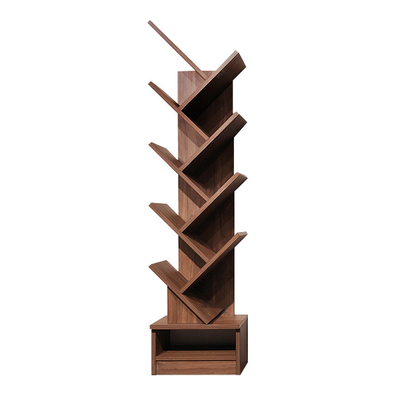 Manufactured Wood Corner Bookshelf Modern Closed Back Vertical Bookcase 14.6"L x 8.3"W x 58.1"H Walnut Clearhalo 'Bookcases' 'furn' 'furn_bookcases' 'Furniture' 'furniture_bookcases' 'Office Furniture' 4901904