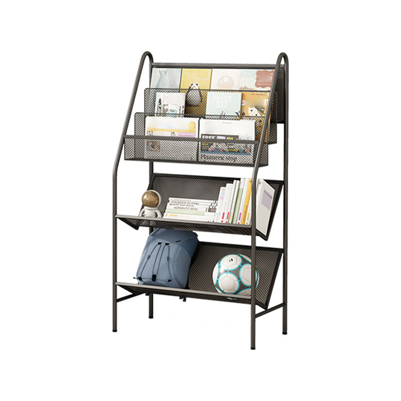 Contemporary Metal Ladder Bookshelf Closed Back Vertical Iron Bookcase 21.7"L x 11"W x 36.2"H Black Clearhalo 'Bookcases' 'furn' 'furn_bookcases' 'Furniture' 'furniture_bookcases' 'Office Furniture' 4901909