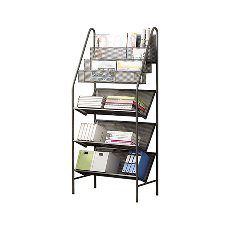 Contemporary Metal Ladder Bookshelf Closed Back Vertical Iron Bookcase 21.7"L x 11"W x 45.3"H Black Clearhalo 'Bookcases' 'furn' 'furn_bookcases' 'Furniture' 'furniture_bookcases' 'Office Furniture' 4901911