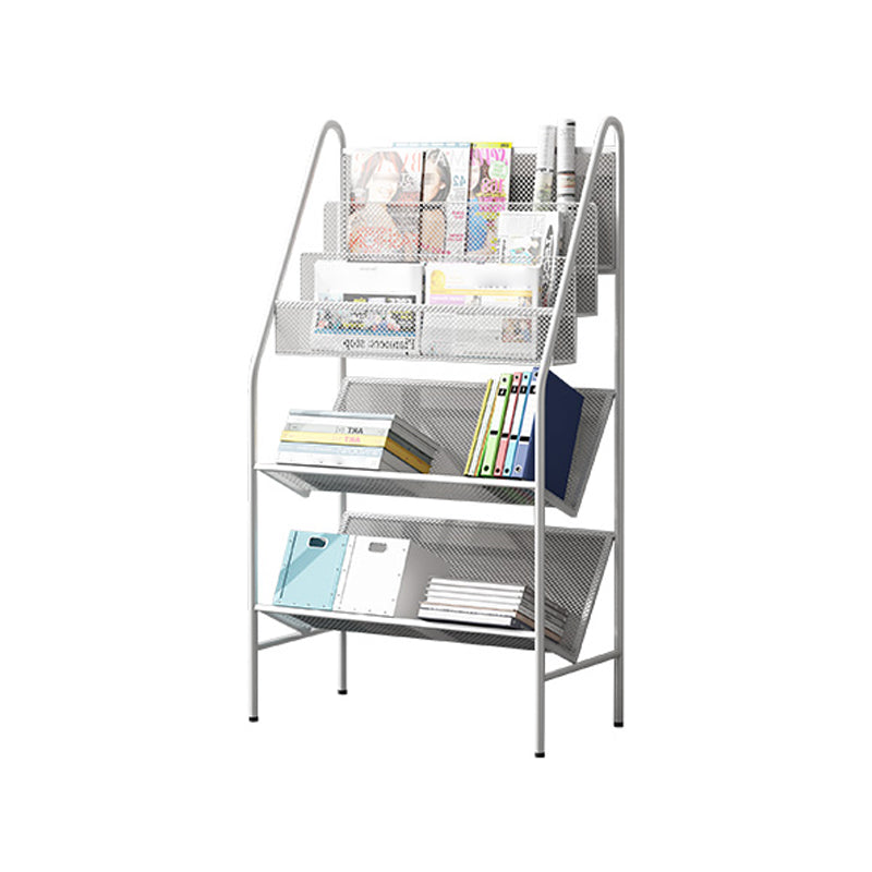 Contemporary Metal Ladder Bookshelf Closed Back Vertical Iron Bookcase 21.7"L x 11"W x 36.2"H White Clearhalo 'Bookcases' 'furn' 'furn_bookcases' 'Furniture' 'furniture_bookcases' 'Office Furniture' 4901912