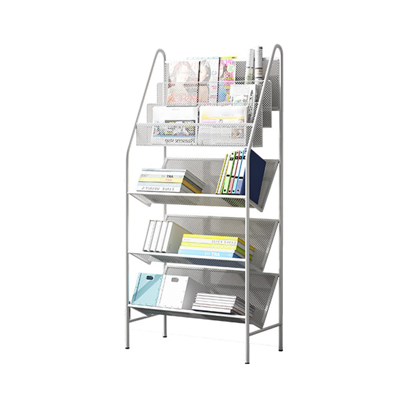 Contemporary Metal Ladder Bookshelf Closed Back Vertical Iron Bookcase 21.7"L x 11"W x 45.3"H White Clearhalo 'Bookcases' 'furn' 'furn_bookcases' 'Furniture' 'furniture_bookcases' 'Office Furniture' 4901914