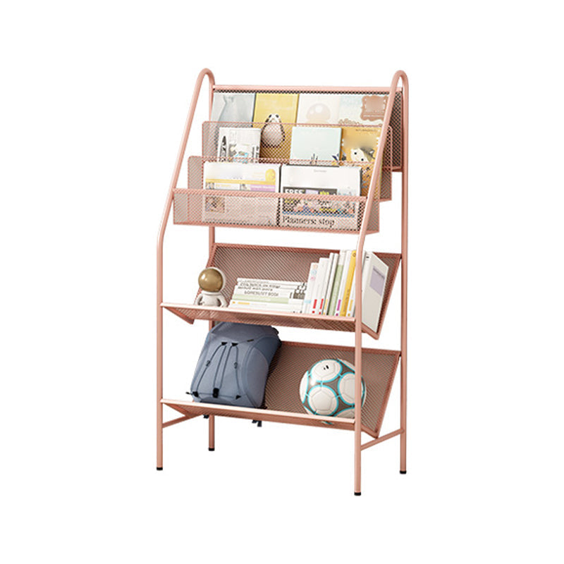 Contemporary Metal Ladder Bookshelf Closed Back Vertical Iron Bookcase 21.7"L x 11"W x 36.2"H Pink Clearhalo 'Bookcases' 'furn' 'furn_bookcases' 'Furniture' 'furniture_bookcases' 'Office Furniture' 4901917