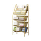 Contemporary Metal Ladder Bookshelf Closed Back Vertical Iron Bookcase 21.7"L x 11"W x 45.3"H Gold Clearhalo 'Bookcases' 'furn' 'furn_bookcases' 'Furniture' 'furniture_bookcases' 'Office Furniture' 4901926