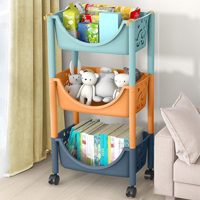 Contemporary Plastic Bookshelf Open Back Vertical Bookcase for Home 15.4"L x 10.6"W x 29.5"H Blue-Orange Clearhalo 'Bookcases' 'furn' 'furn_bookcases' 'Furniture' 'furniture_bookcases' 'Office Furniture' 4901951