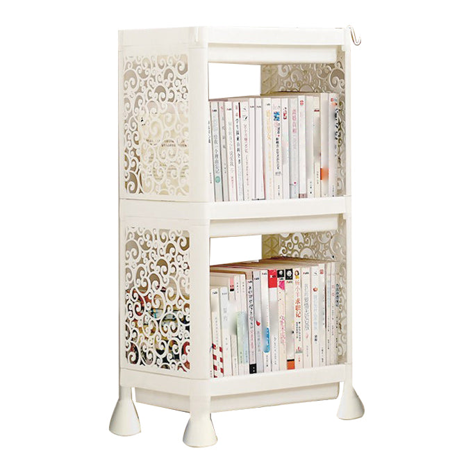 Plastic Bookcase Contemporary Style Open Back Bookshelf for Office Home Study Room 14.2"L x 9.4"W x 26.4"H White Clearhalo 'Bookcases' 'furn' 'furn_bookcases' 'Furniture' 'furniture_bookcases' 'Office Furniture' 4901999