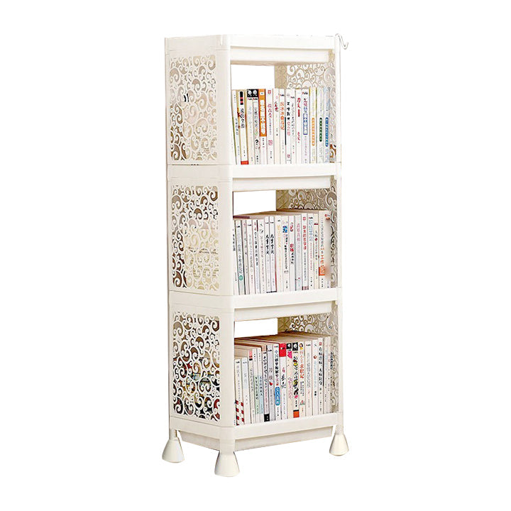 Plastic Bookcase Contemporary Style Open Back Bookshelf for Office Home Study Room 14.2"L x 9.4"W x 38.2"H White Clearhalo 'Bookcases' 'furn' 'furn_bookcases' 'Furniture' 'furniture_bookcases' 'Office Furniture' 4902004
