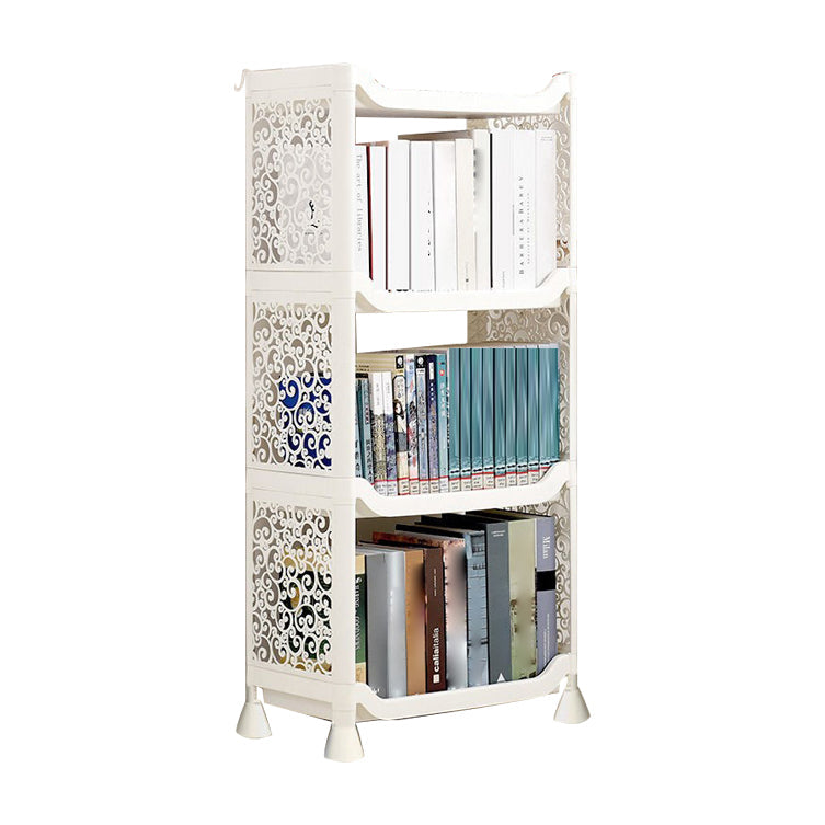 Plastic Bookcase Contemporary Style Open Back Bookshelf for Office Home Study Room 18.1"L x 9.8"W x 38.2"H White Clearhalo 'Bookcases' 'furn' 'furn_bookcases' 'Furniture' 'furniture_bookcases' 'Office Furniture' 4902006