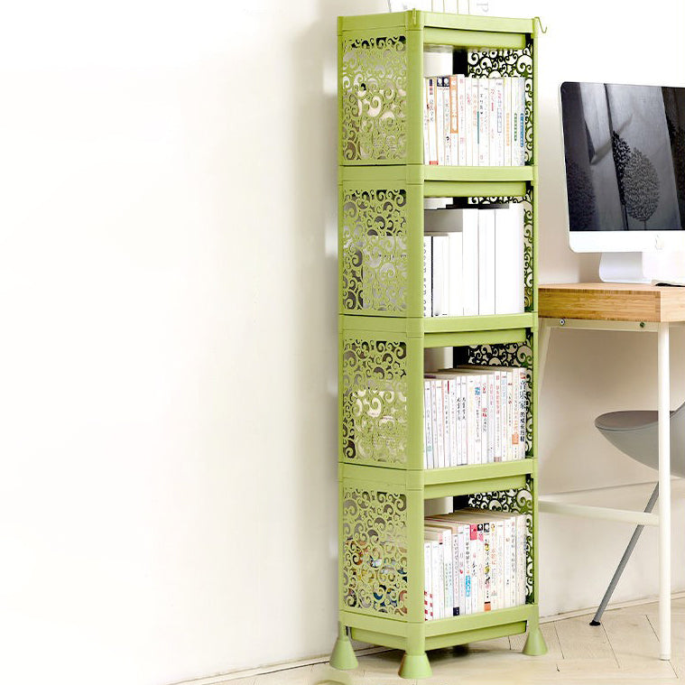 Plastic Bookcase Contemporary Style Open Back Bookshelf for Office Home Study Room 14.2"L x 9.4"W x 50"H Green Clearhalo 'Bookcases' 'furn' 'furn_bookcases' 'Furniture' 'furniture_bookcases' 'Office Furniture' 4902026