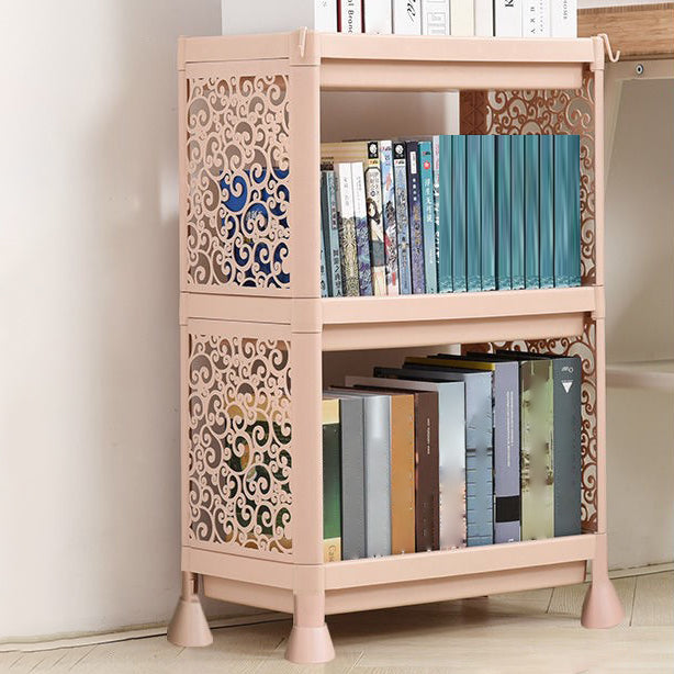 Plastic Bookcase Contemporary Style Open Back Bookshelf for Office Home Study Room 18.1"L x 9.8"W x 26.4"H Nude Pink Clearhalo 'Bookcases' 'furn' 'furn_bookcases' 'Furniture' 'furniture_bookcases' 'Office Furniture' 4902027