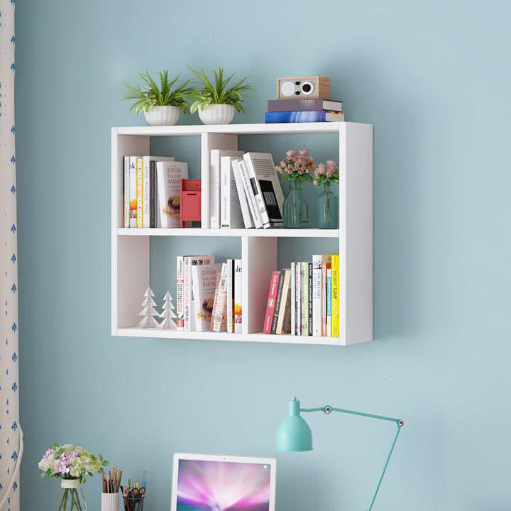 Solid Wood Bookshelf Contemporary Style Wall Mounted Bookcase for Office Home Cube 31.5"L x 7.9"W x 25.6"H White Clearhalo 'Bookcases' 'furn' 'furn_bookcases' 'Furniture' 'furniture_bookcases' 'Office Furniture' 4902037