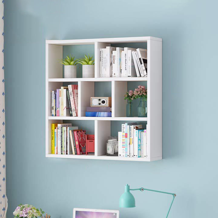 Solid Wood Bookshelf Contemporary Style Wall Mounted Bookcase for Office Home Cube 31.5"L x 7.9"W x 38.2"H White Clearhalo 'Bookcases' 'furn' 'furn_bookcases' 'Furniture' 'furniture_bookcases' 'Office Furniture' 4902040