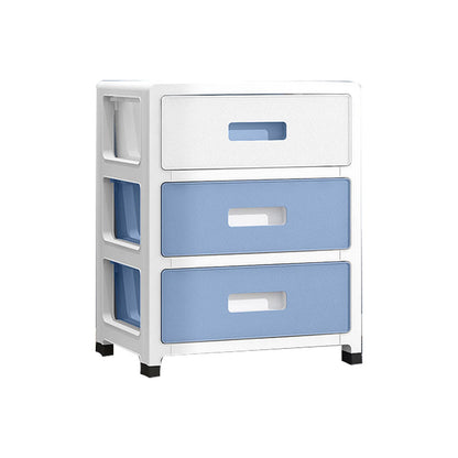 Plastic Bookshelf Contemporary Style Closed Back Bookcase for Office Home Study Room 13.8"L x 10.2"W x 17.5"H White-Blue Clearhalo 'Bookcases' 'furn' 'furn_bookcases' 'Furniture' 'furniture_bookcases' 'Office Furniture' 4902097