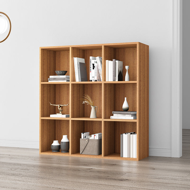 Closed Back Bookshelf Contemporary Style Bookcase for Office Home Study Room 39.4"L x 11.8"W x 39.4"H Brown Clearhalo 'Bookcases' 'furn' 'furn_bookcases' 'Furniture' 'furniture_bookcases' 'Office Furniture' 4902117