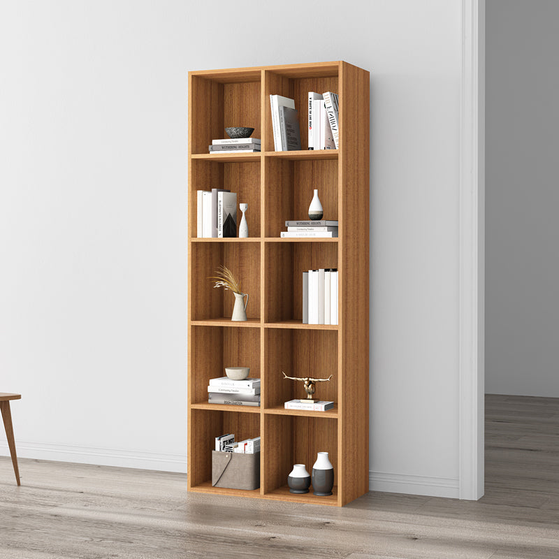 Closed Back Bookshelf Contemporary Style Bookcase for Office Home Study Room 26.4"L x 11.8"W x 65"H Brown Clearhalo 'Bookcases' 'furn' 'furn_bookcases' 'Furniture' 'furniture_bookcases' 'Office Furniture' 4902129