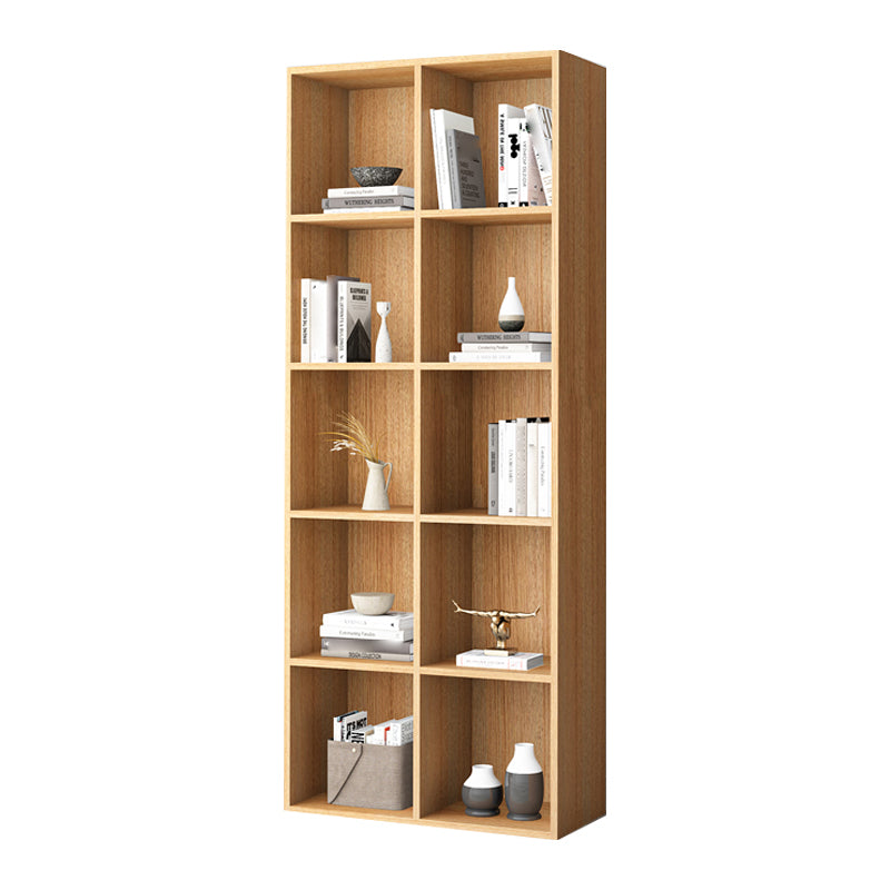 Closed Back Bookshelf Contemporary Style Bookcase for Office Home Study Room 26.4"L x 11.8"W x 65"H Natural Clearhalo 'Bookcases' 'furn' 'furn_bookcases' 'Furniture' 'furniture_bookcases' 'Office Furniture' 4902131