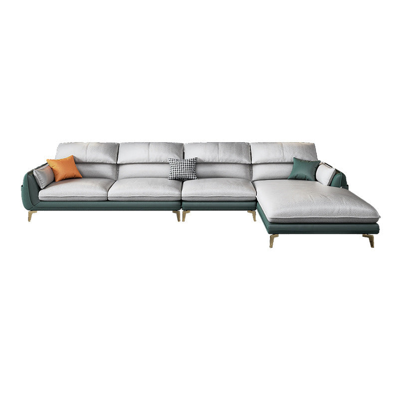 Pillow Top Arm Faux Leather Sofa and Chaise L-Shape Sectional with Storage for Apartment Clearhalo 'furn' 'furn_sectionals' 'Furniture' 'furniture_sectionals' 'Living Room Furniture' 'Sectionals' 4908553