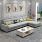 Faux Leather 4-Seater L-Shape Cushion Back Sectional Sofa with Chaise Light Gray Clearhalo 'furn' 'furn_sectionals' 'Furniture' 'furniture_sectionals' 'Living Room Furniture' 'Sectionals' 4908565