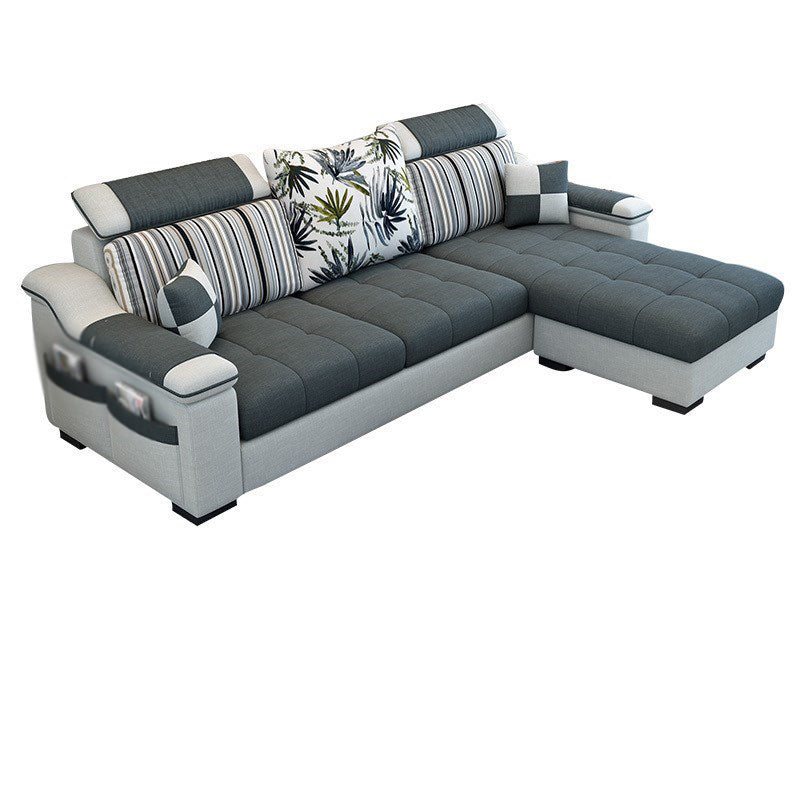 Sloped Arms Sectionals 106.3"L High Back Sofa with Storage for Apartment Black Clearhalo 'Furniture' 'furniture_sectionals' 'Living Room Furniture' 'Sectionals' 4908575