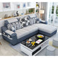 Sloped Arms Sectionals 106.3"L High Back Sofa with Storage for Apartment White-Blue Clearhalo 'Furniture' 'furniture_sectionals' 'Living Room Furniture' 'Sectionals' 4908576
