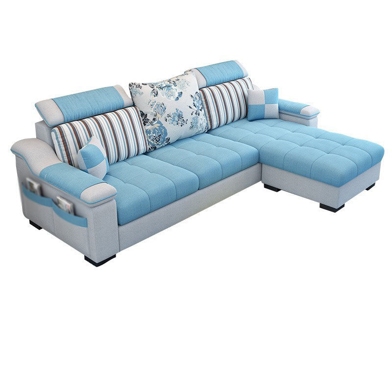 Sloped Arms Sectionals 106.3"L High Back Sofa with Storage for Apartment Sky Blue Clearhalo 'Furniture' 'furniture_sectionals' 'Living Room Furniture' 'Sectionals' 4908579