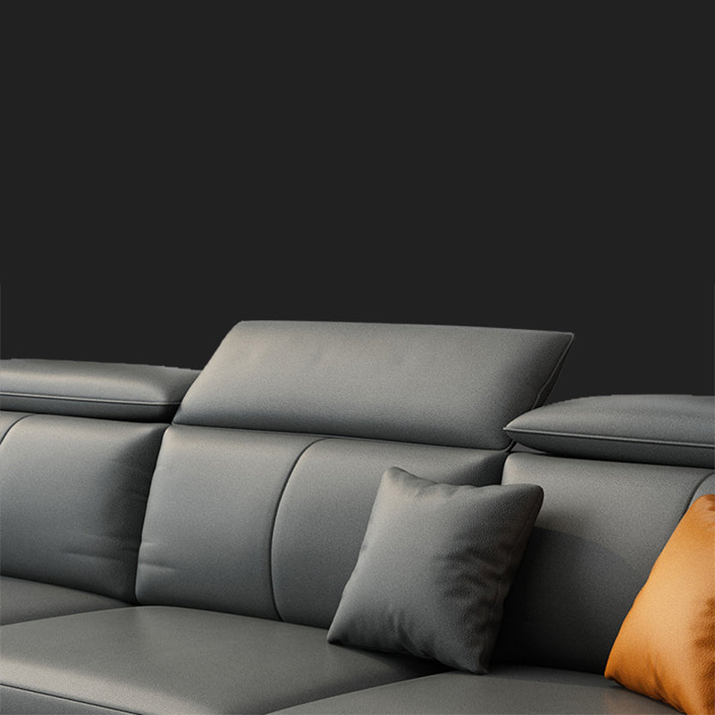 Modern Cushion Back Sectional Sofa 33.46"High Sloped Arms Sectionals with Storage, Grey Clearhalo 'furn' 'furn_sectionals' 'Furniture' 'furniture_sectionals' 'Living Room Furniture' 'Sectionals' 4908599