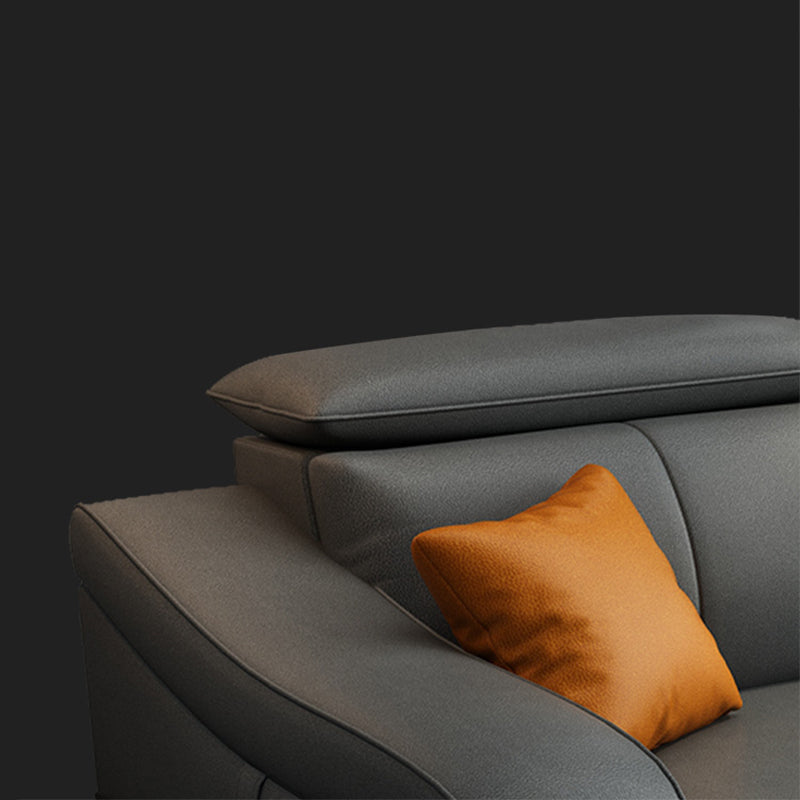 Modern Cushion Back Sectional Sofa 33.46"High Sloped Arms Sectionals with Storage, Grey Clearhalo 'furn' 'furn_sectionals' 'Furniture' 'furniture_sectionals' 'Living Room Furniture' 'Sectionals' 4908603