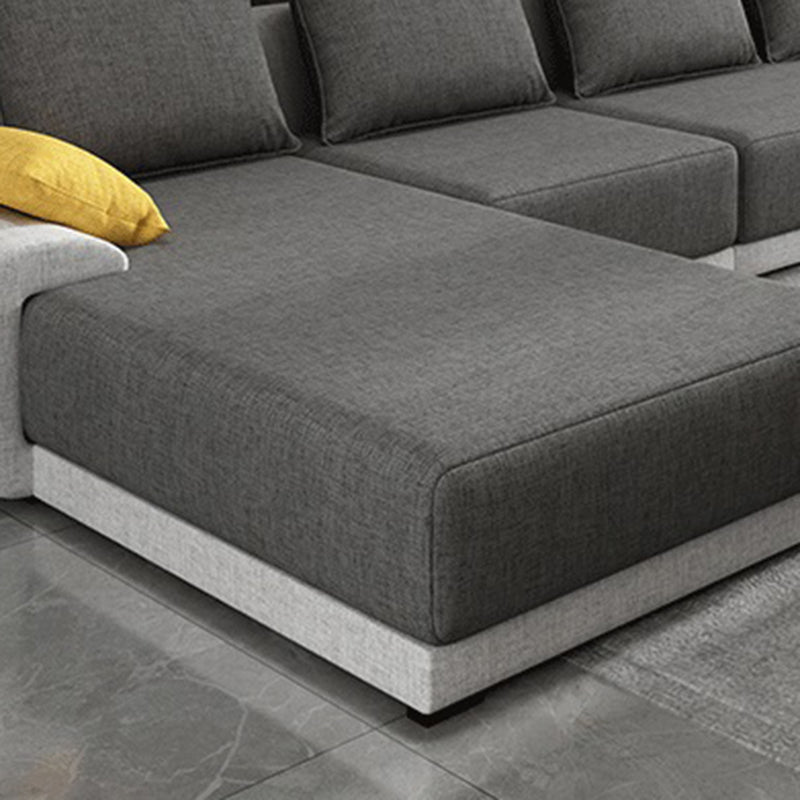 Pillowed Back Cushions Pillow Top Arm L-Shape Sectional with Slipcovered Clearhalo 'furn' 'furn_sectionals' 'Furniture' 'furniture_sectionals' 'Living Room Furniture' 'Sectionals' 4908621