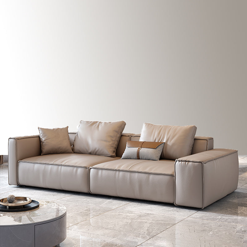 Genuine Leather Pillowed Back Cushions Sofa and Sectional with Wear Resistant 98"L x 40"W x 33.5"H Clearhalo 'furn' 'furn_sectionals' 'Furniture' 'furniture_sectionals' 'Living Room Furniture' 'Sectionals' 4908627