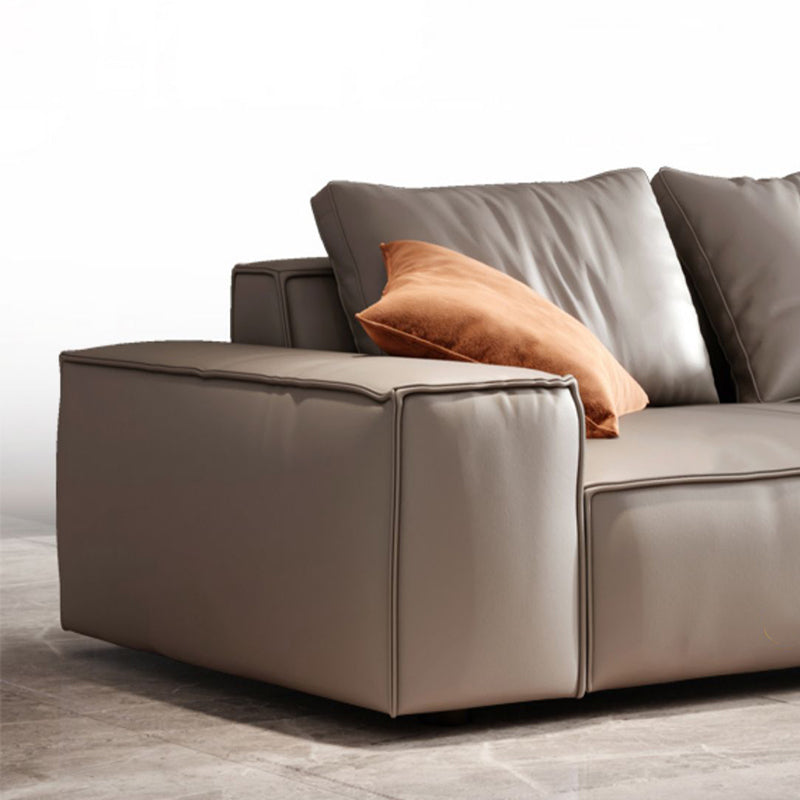 Genuine Leather Pillowed Back Cushions Sofa and Sectional with Wear Resistant Clearhalo 'furn' 'furn_sectionals' 'Furniture' 'furniture_sectionals' 'Living Room Furniture' 'Sectionals' 4908630