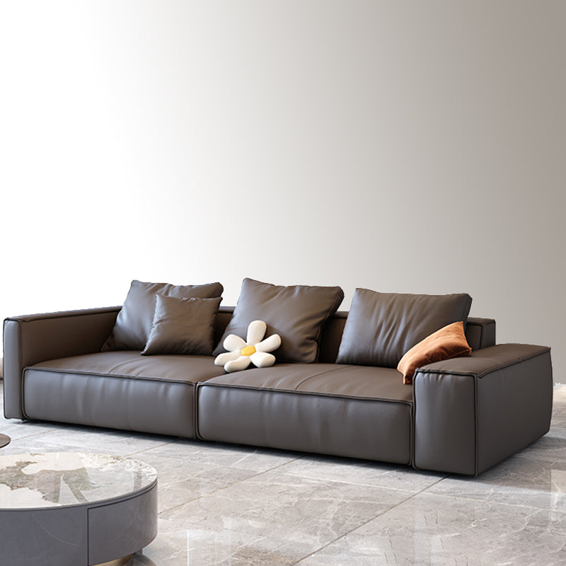 Genuine Leather Pillowed Back Cushions Sofa and Sectional with Wear Resistant 120"L x 40"W x 33.5"H Clearhalo 'furn' 'furn_sectionals' 'Furniture' 'furniture_sectionals' 'Living Room Furniture' 'Sectionals' 4908633