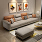 Stain-Resistant Pillowed Back Cushions Sectional Square Arm Sofa with Ottoman Included Orange Light Grey Clearhalo 'furn' 'furn_sectionals' 'Furniture' 'furniture_sectionals' 'Living Room Furniture' 'Sectionals' 4908648