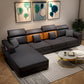 Recessed Arm Storage Faux Leather Sectional Cushion Back Sofa and Chaise Dark Gray Clearhalo 'furn' 'furn_sectionals' 'Furniture' 'furniture_sectionals' 'Living Room Furniture' 'Sectionals' 4908657