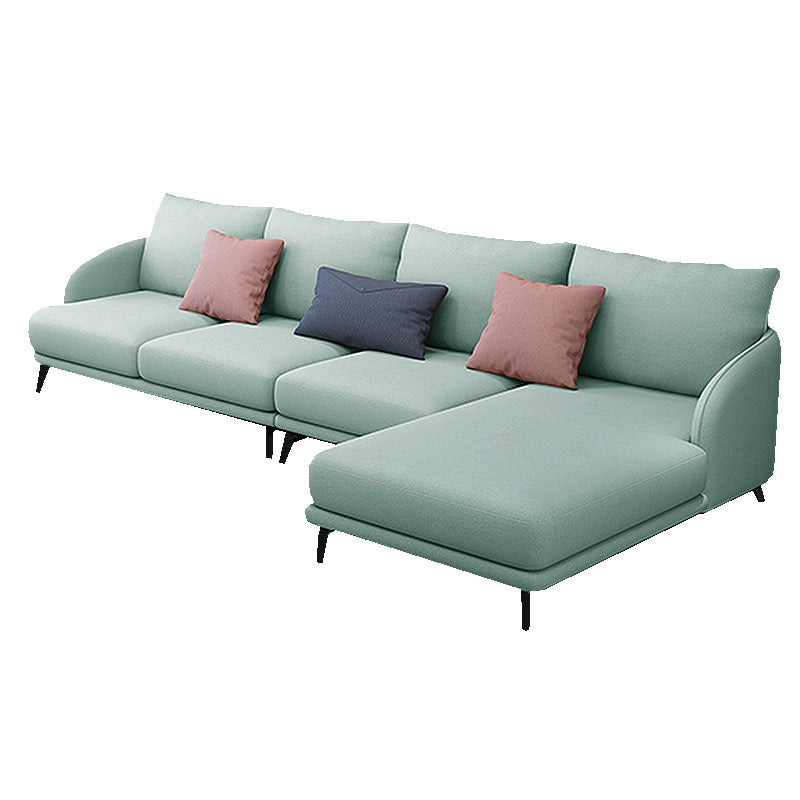126"L √ó 67"W Faux Leather Sofa and Chaise Cushion Back Sectional with Sloped Arms Green Clearhalo 'furn' 'furn_sectionals' 'Furniture' 'furniture_sectionals' 'Living Room Furniture' 'Sectionals' 4908672