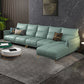 Green Modern Genuine Leather Cushion Back Sofa/Sectional with Wear-Resisting 134"L x 62"W x 33.5"H Clearhalo 'furn' 'furn_sectionals' 'Furniture' 'furniture_sectionals' 'Living Room Furniture' 'Sectionals' 4908685