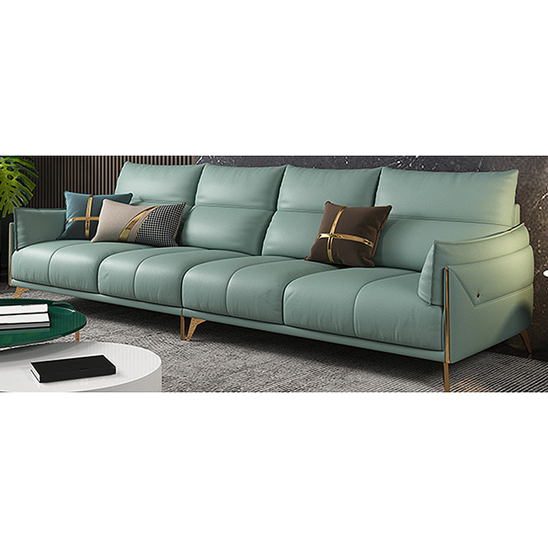 Green Modern Genuine Leather Cushion Back Sofa/Sectional with Wear-Resisting 110"L x 36"W x 33.5"H Clearhalo 'furn' 'furn_sectionals' 'Furniture' 'furniture_sectionals' 'Living Room Furniture' 'Sectionals' 4908688