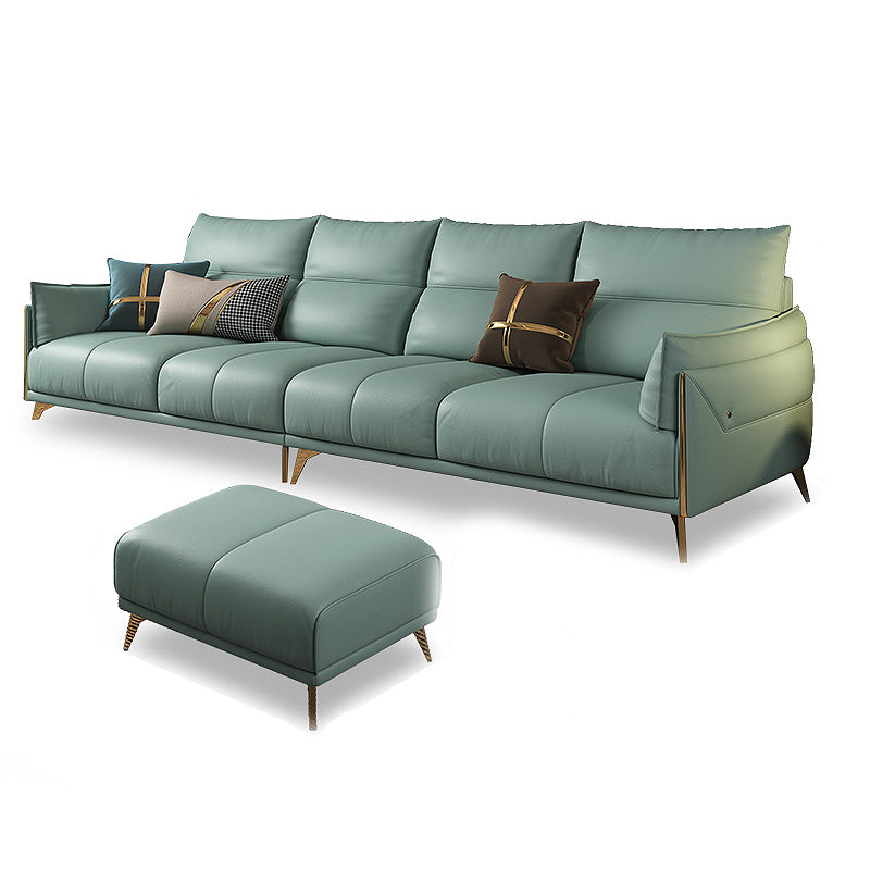 Green Modern Genuine Leather Cushion Back Sofa/Sectional with Wear-Resisting 110"L x 65"W x 33.5"H Clearhalo 'furn' 'furn_sectionals' 'Furniture' 'furniture_sectionals' 'Living Room Furniture' 'Sectionals' 4908695