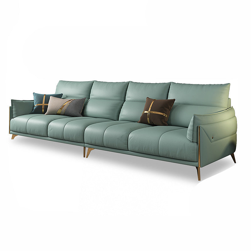 Green Modern Genuine Leather Cushion Back Sofa/Sectional with Wear-Resisting Clearhalo 'furn' 'furn_sectionals' 'Furniture' 'furniture_sectionals' 'Living Room Furniture' 'Sectionals' 4908697