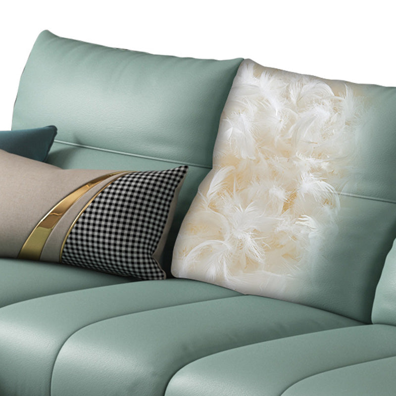 Green Modern Genuine Leather Cushion Back Sofa/Sectional with Wear-Resisting Clearhalo 'furn' 'furn_sectionals' 'Furniture' 'furniture_sectionals' 'Living Room Furniture' 'Sectionals' 4908699